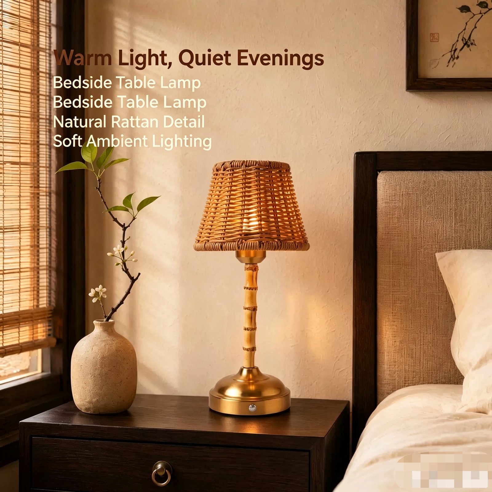 Rattan table lamp