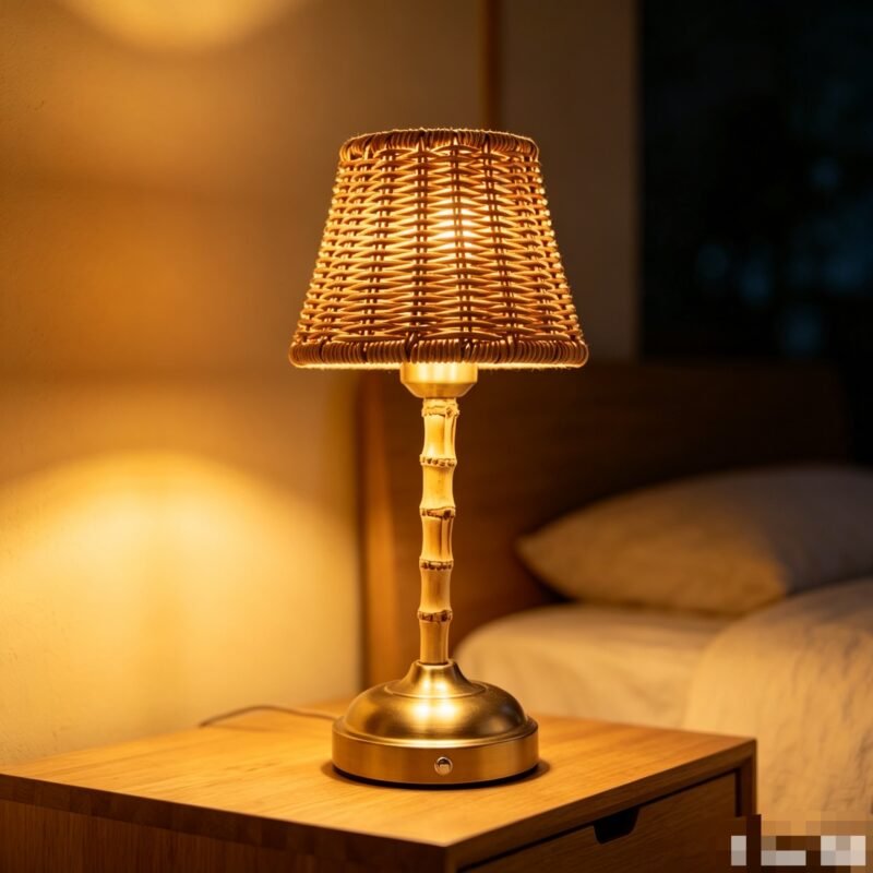 Rattan table lamp